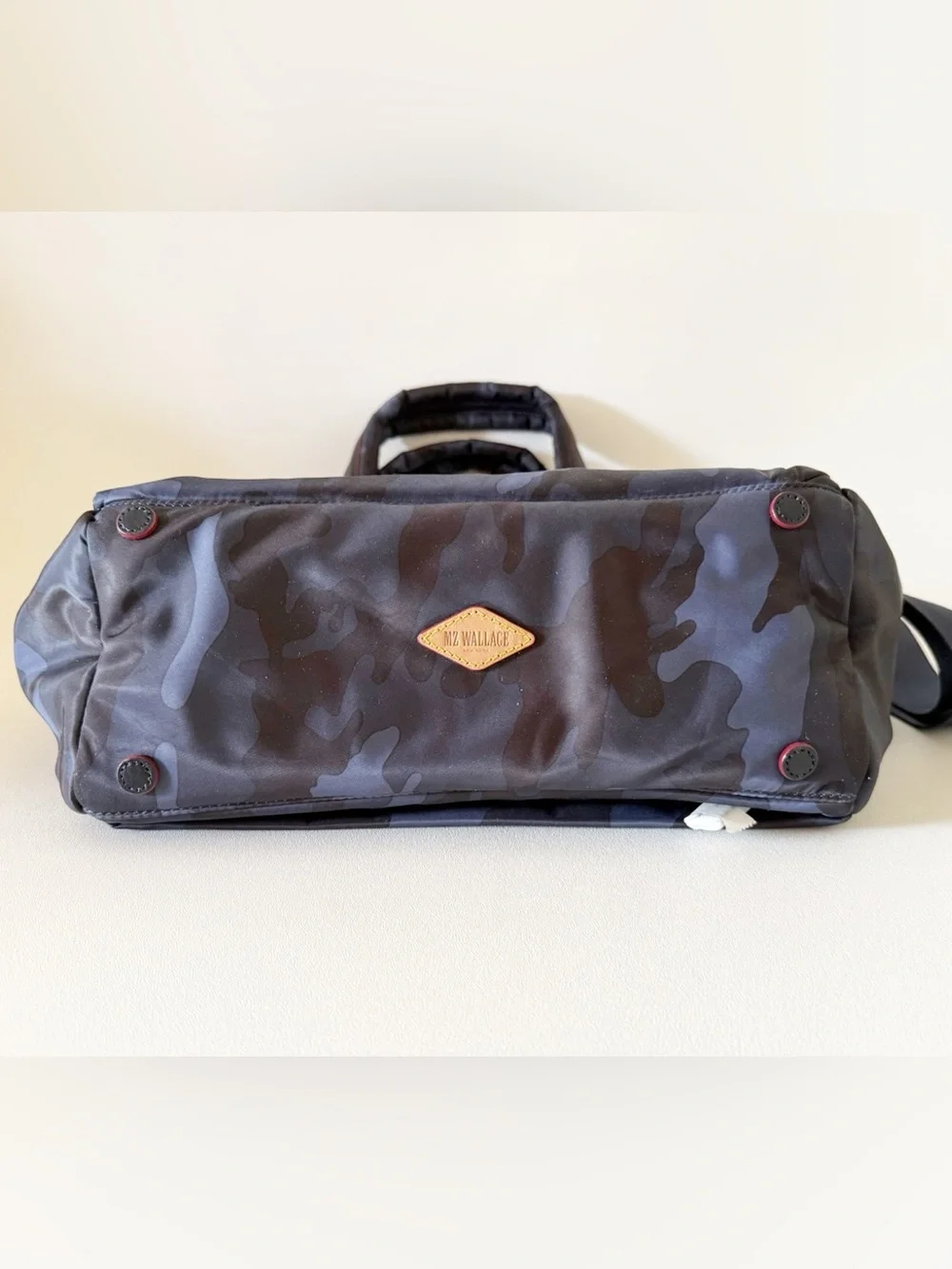 MZ Wallace Bleecker Tote Bag Blue Camouflage Nylon Travel Messenger - Picture 8 of 14